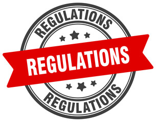 regulations stamp. regulations label on transparent background. round sign