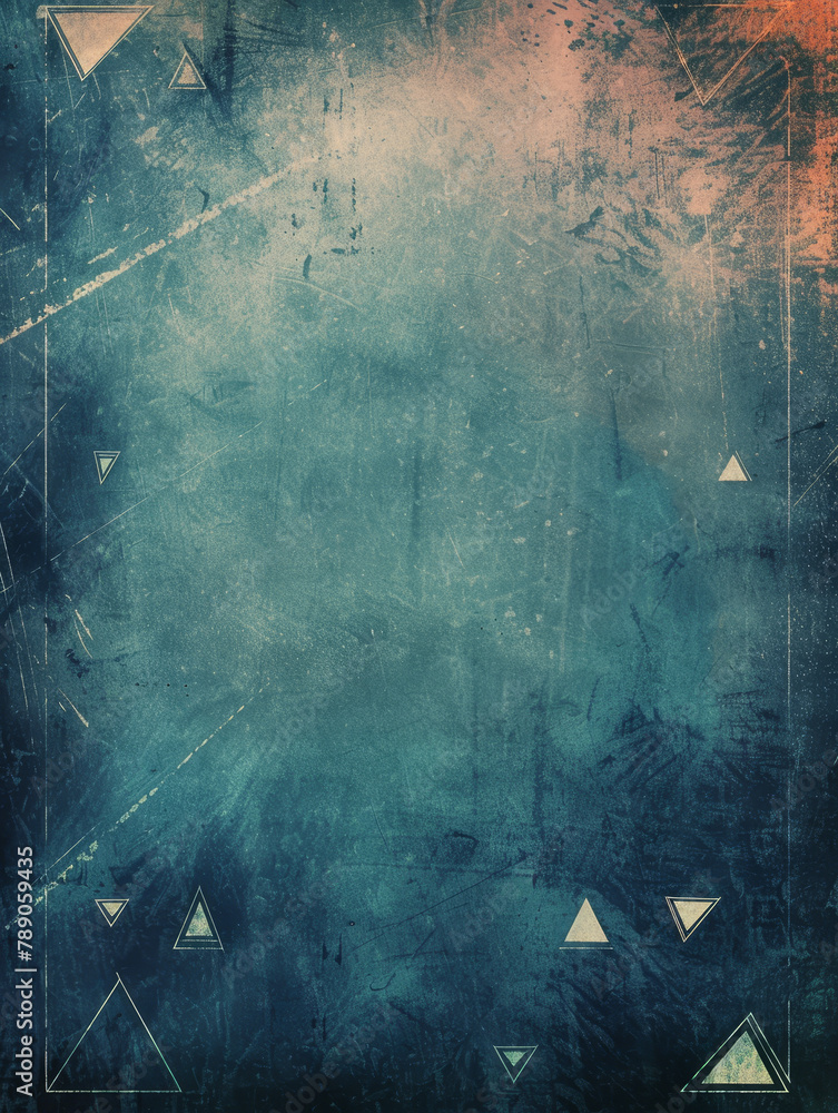 Canvas Prints Dark blue grunge background with a pattern of faded triangles.