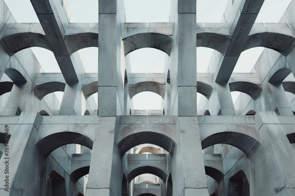 Poster abstract 3d pattern. brutalist building facade. background image. created with generative ai technol