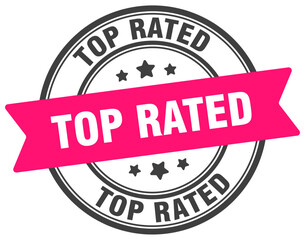 top rated stamp. top rated label on transparent background. round sign