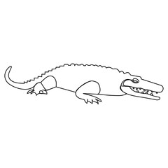Crocodile   continuous one line drawing of outline vector illustration

