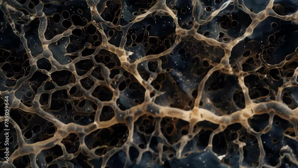 Aufkleber a crosssection of soil revealing the complex networks of nematode tunnels and burrows. these microsc