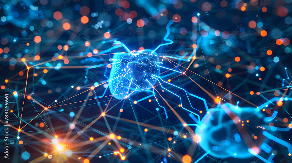 Poster ai concept with interconnected neural networks