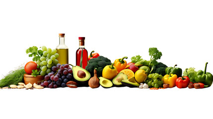 Healthy food for a well balanced diet on white background  