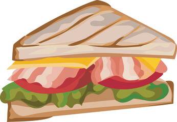 Sandwich illustration on transparent background.
