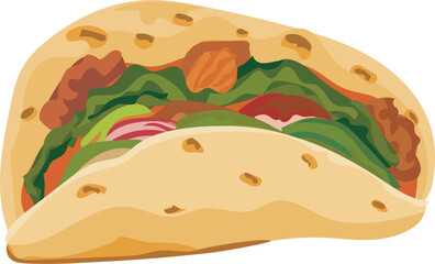 Tacos illustration on transparent background.
