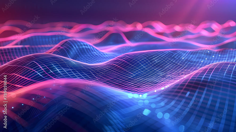 Aufkleber Data visualization in 3D space with wireframes