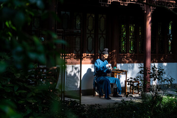 ancient person drinking tea