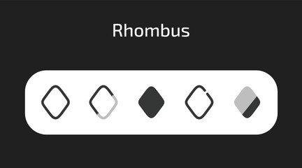Rhombus icons in 5 different styles as vector	