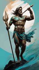 God of the seas and oceans Poseidon. Greek god who ruled the seas.