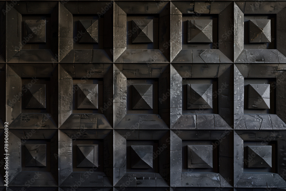 Poster abstract black 3d pattern. brutalist style. background image. created with generative ai technology.