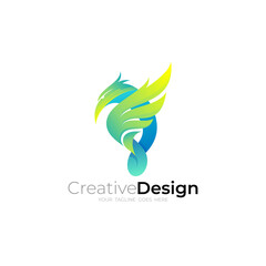 Obraz premium Falcon design template, Eagle icon with blue color