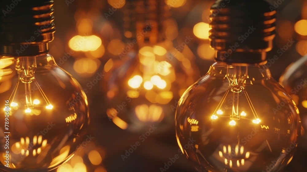 Poster Clarifying complex ideas through the glow of lightbulbs  Flat lay : Generative AI