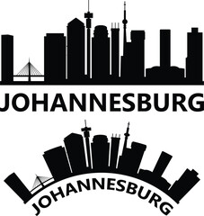Naklejka premium Johannesburg South Africa city skyline silhouette. Johannesburg skyline sign. Landscape City Design. flat style.