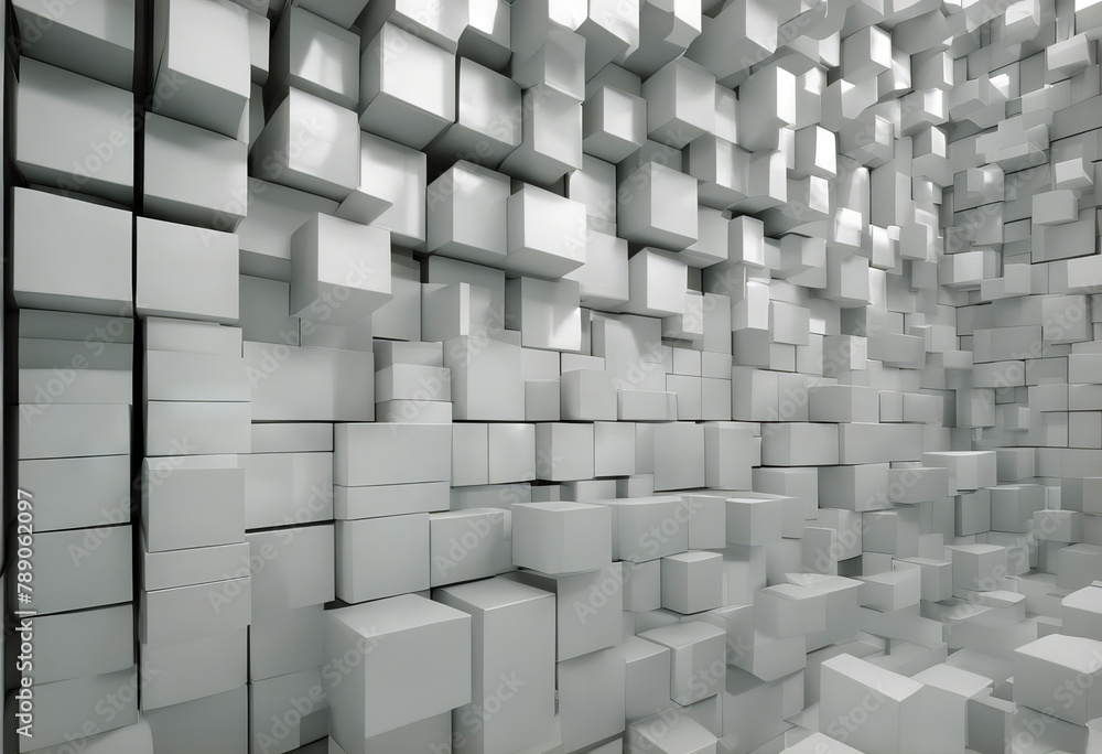Aufkleber white blank background rendering wall cube boxes 3d splay box floor light room interior template pat