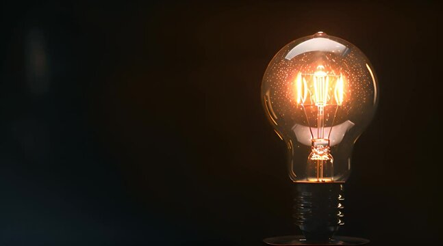 Light bulb isolated black background footage