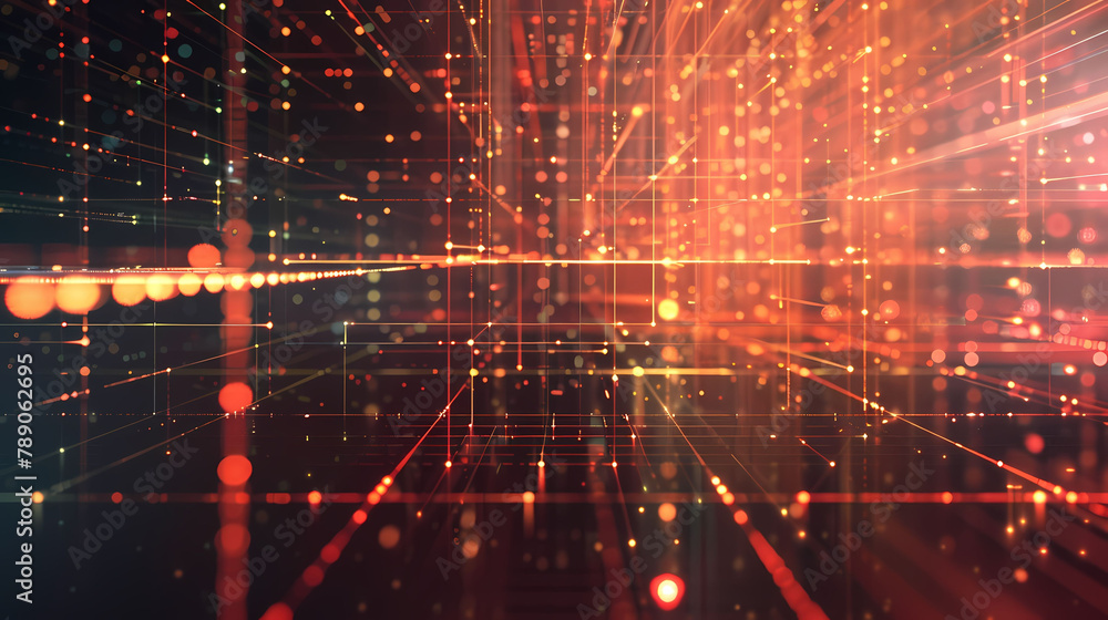 Aufkleber Data visualization in 3D space with wireframes
