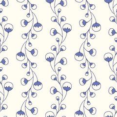 Vector off-white seamless pattern background: Crownberry Vines.