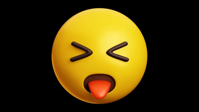 Mocking, taunting emoji, sticking tongue out, 3d emoticon animation, Alpha channel, Transparent video