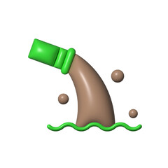 Waste water discharge pipe vector 3D icon. Waste, water, discharge, pipe, 3d, icon, sewage, effluent, wastewater, sewer, conduit, pipeline on white background vector. Discharge pipe vector 3D icon.