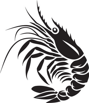 recommend clip art: shrimp silhouette vector black on white background