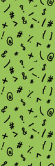pattern with the image of keyboard symbols. Punctuation marks. Template for applying to the surface. pea background. Vertical image. Vertical banner for insertion into site.