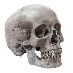 Obraz premium Skull of the human isolated on a white background. Sepia color photo
