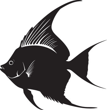 recommend clip art: Batfish silhouette vector black on white background