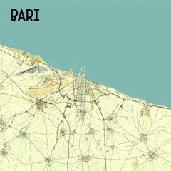 Bari, Italy map poster art