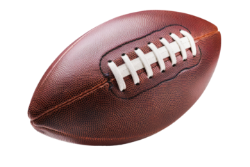 American college high school junior striped football isolated on white background diagonal in frame without shadow