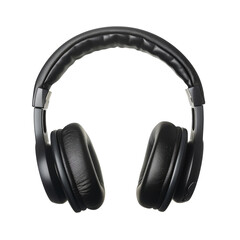 High-quality headphones on a white background. Headphone product photo. Top View.