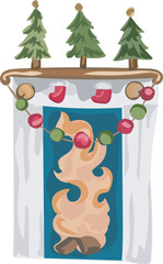 Obraz na płótnie Canvas Christmas decoration cartoon on a transparent background. 