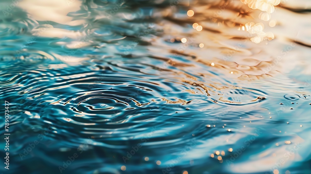Poster water panoramic banner background water texture water surface with rings and ripple spa concept back