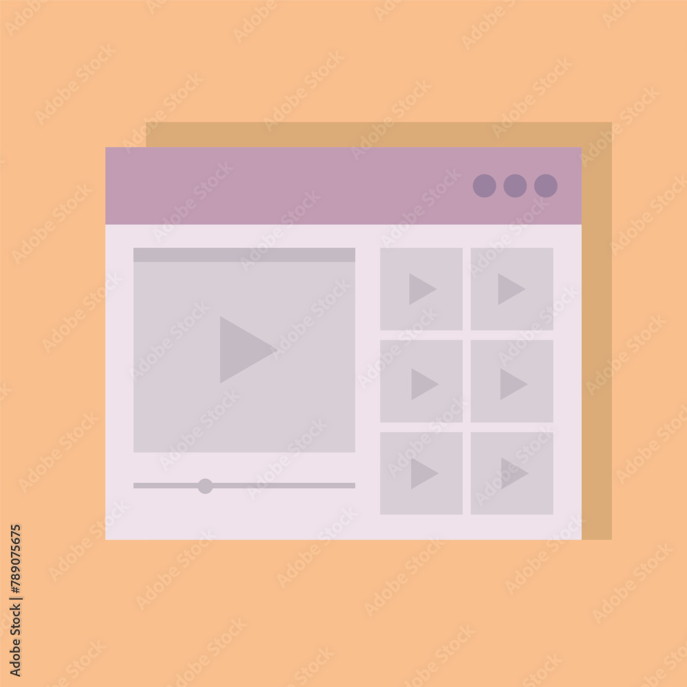 Poster web video player. multimedia interface. streaming platform screen. vector illustration. eps 10.