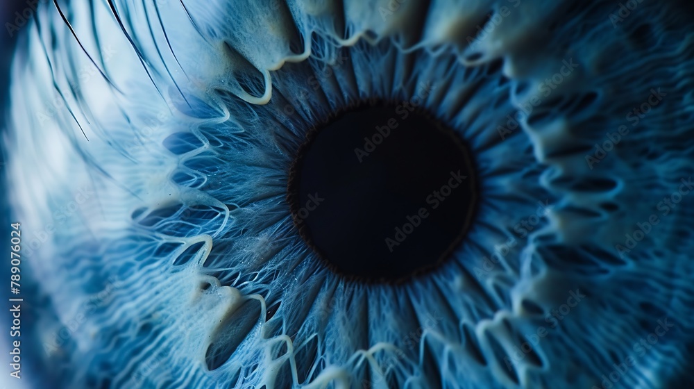 Aufkleber Closeup macro photo of the iris of a blue color eye ideal for background or texture : Generative AI