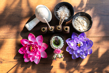 Thai spa massage traditional compress for hot massage and spa relaxing treatment of office...