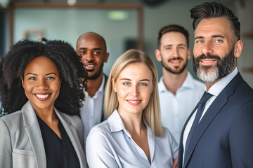 Group portrait of smiling business people