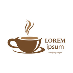 logo design of hot coffee in a glass with smoke