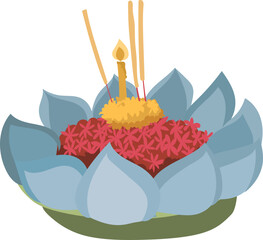 Krathong illustration on transparent background.
