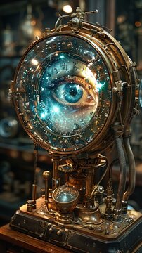 Closeup of the exhibits within the timetravel paradox museum reveals the mindbending anomalies and paradoxes that defy the laws of causality, offering visitors a glimpse into the mysteries of temporal