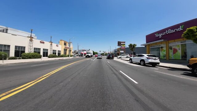 Los Angeles La Brea Ave Northbound 08 Front View at 3rd St Driving Plate California USA Ultra Wide