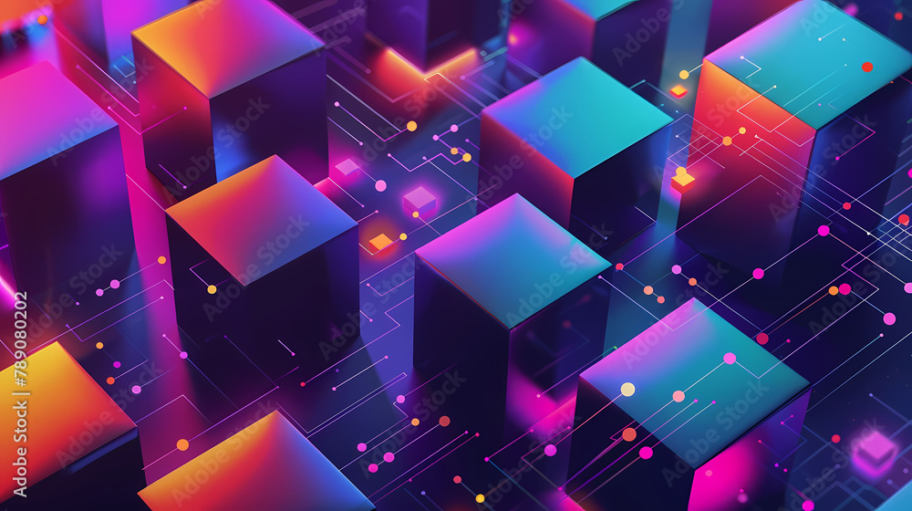 Aufkleber Dynamic Geometric Shapes Represent Data Flow