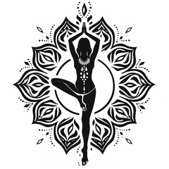 illustration of a woman in yoga pose, concept of a healthy lifestyle