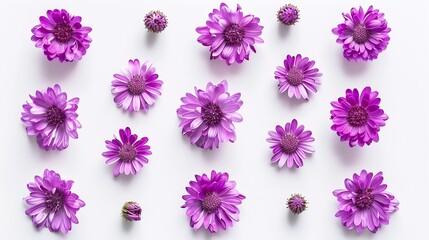 Xeranthemum annuum is a flowering plant species also known as annual everlasting or immortelle Composition of purple flowers on white background The concept of summer spring holiday To : Generative AI - obrazy, fototapety, plakaty