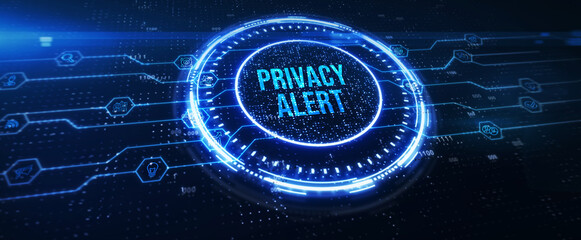 Technology, Internet, business and network concept. Privacy alert. 3d illustration