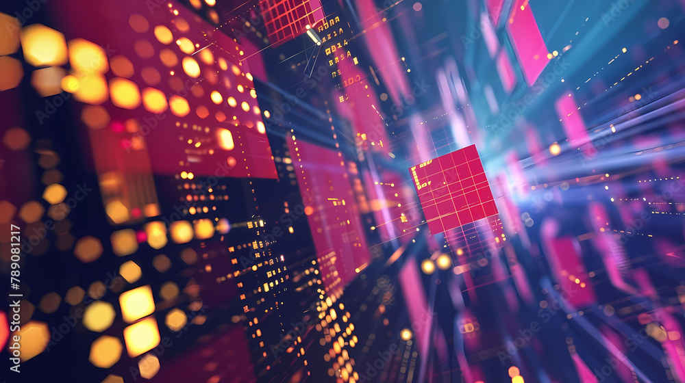 Aufkleber Dynamic Geometric Shapes Represent Data Flow