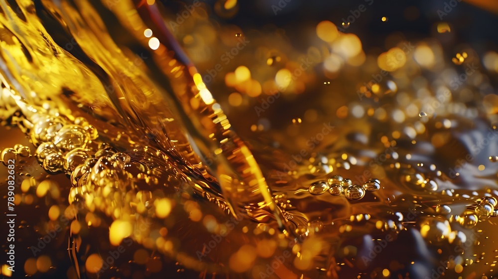 Poster detail of pouring beer into glass closeup abstract beverages background : generative ai