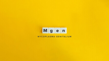 Mycoplasma Genitalium (Mgen). Sexually Transmitted Disease (STD). Acronym and Text on Block Letter Tiles and Icon on Flat Background. Minimalist Aesthetics.