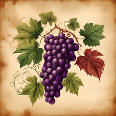 grape on parchment paper background