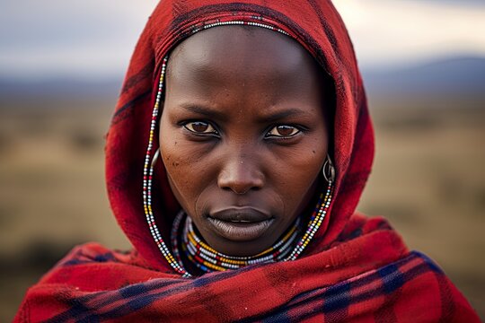 Portrait of a beautiful Maasai woman in Kenya